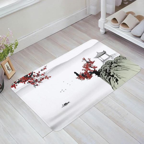 Carpets Style Chinese Plum Blossom Papier de salle de bain antidérapant salle de bain de salle de bain Bedroon Mats de sol intérieur