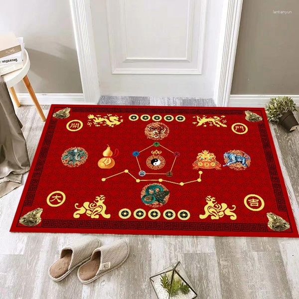 Tapis de style chinois rétro cinq empereurs argent tapis ouvert transport ouvert de la porte de porte de la porte de la porte Bénédiction