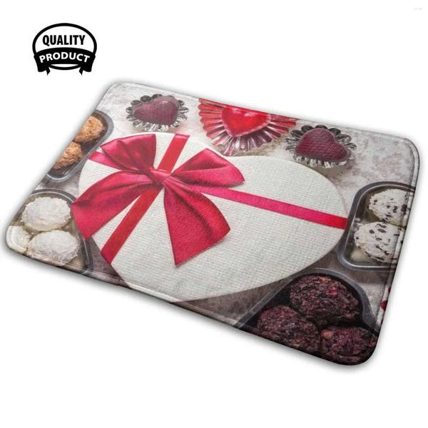 Alfombras Caja de regalo de corazón de chocolate Familia suave Familia Mat de la alfombra Alfombra Alimentos Románticos Delicious Boquh