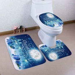 Alfombras Alfombra de baño de Navidad WC Cubierta de asiento de inodoro Toilette Tapa Inodoro Decoración Baño Cómoda Tazón