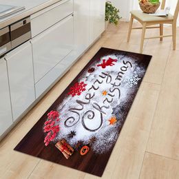 Tapijten kerst tapijt 3d flanel keukenmat anti-slip deur matten huis badkamer vloer jaar decor tapijt xmas portier rugscarpets