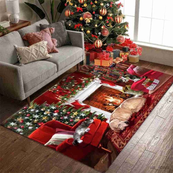 Tapis décorations de noël tapis Elk Santa grande surface tapis canapé chambre salle de bain entrée paillasson tapis antidérapant décor de noël