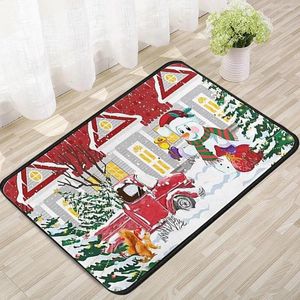 Carpets Christmas Decorative Mat Snowman Snowman Santa Claus Tree Tapis sans glissement de cuisine Durable Baignoire Entrée Porte imprimée