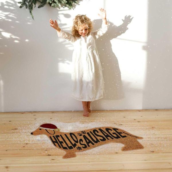 Tapis de sol de noël paillasson mignon chien arbre de noël lettre impression porte tapis tapis joyeux décor # t2g