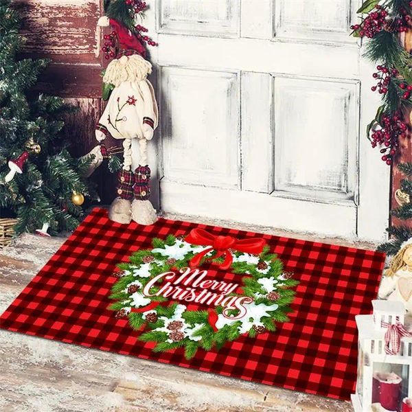 Carpets Mat de sol du sol de Noël Santa Claus Snowman Hall Entrance Hall Balcon Anti Slip Absorbants Tapis Tapis