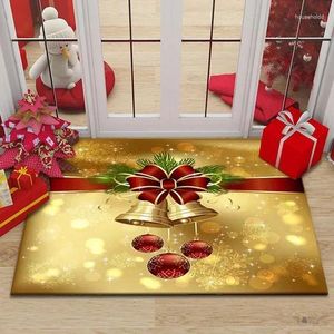 Tapis Tapis de sol de Noël Rouge Père Noël Bonhomme de neige Tapis de décoration festive Hall d'entrée Balcon Absorbant Anti-dérapant Paillasson