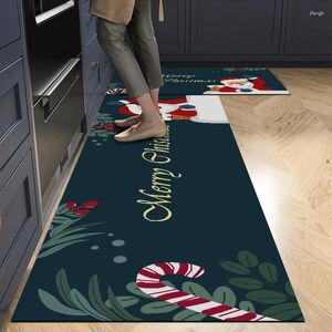 Tapijten Kerstmis voor woonkamer Keuken Lang tapijtbad Voet Mat Slaapkamer Entrance Doormat Xmas Floor Mats Home Decoratie