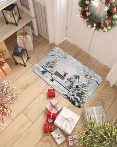 Carpets Christmas Grey Snowman Branch Bird Bird DoorMat décorations pour la maison Carpet NAVIDAD ORNAMENT ANNÉES CONDIONNES DE PÊCE DE PARTI