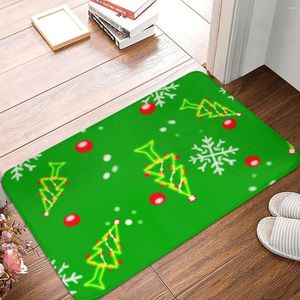 Tapis de Noël Thème vert Paillasson Tapis Tapis Tapis Footpad Polyester Anti-dérapant Anti-usure Entrée Cuisine Chambre Balcon Toilette