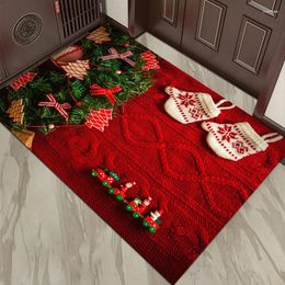 Tapijten kerstkruid Santa Claus Bell Gedrukte huisingang deur mat anti-slip tapijt Xmas Navidad 2024 Happy Year cadeau