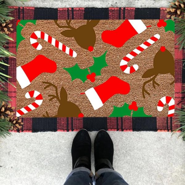 Carpets Christmas Theme Snowflake Match non glip d'entrée d'entrée de porte d'entrée décor à la maison