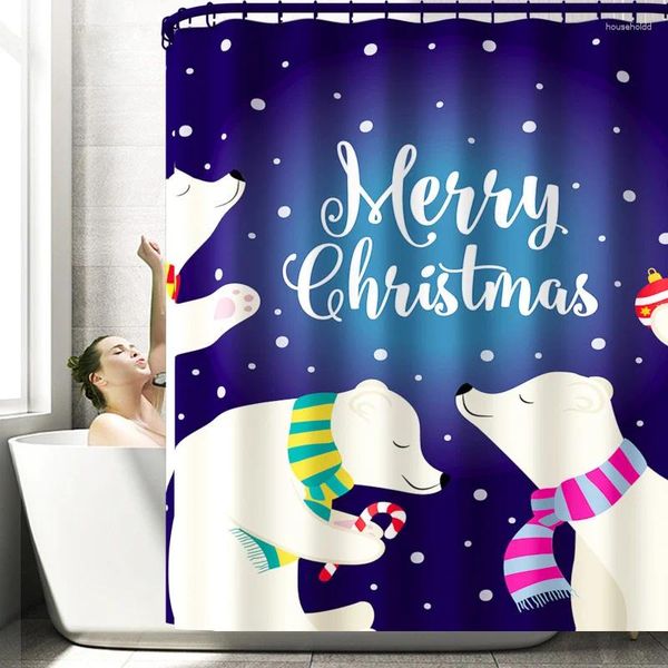 Carpets Christmas étanche rideau de douche à la maison salle de bain à quatre pièces poitrine noix de navigation naine tape felpudo