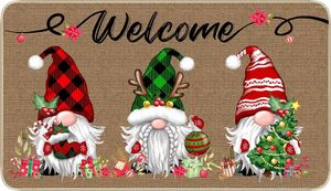 Carpets Christmas Bienvenue Decorative Dorormat Gnome Tomte Door Mat non glissement en caoutchouc de dos