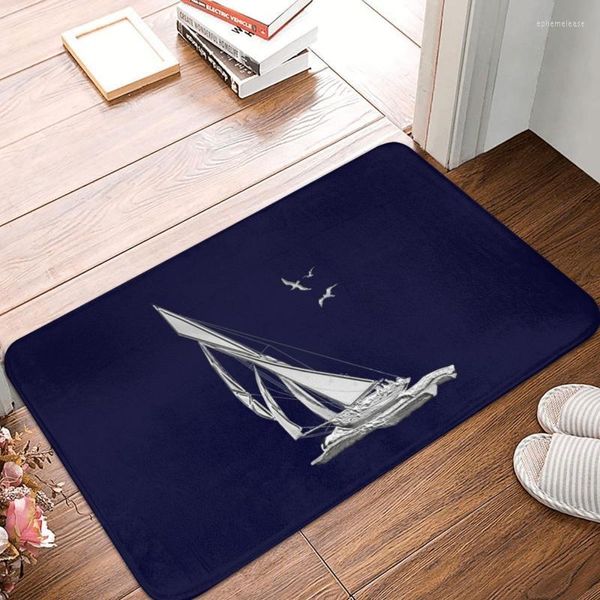 Carpets Chrome Style Nautical Sail Boat Polyeste Portant tapis tapis Paft Pootpad RemovalEntrance RemovalEntrance Cartoon de chambre ￠ coucher