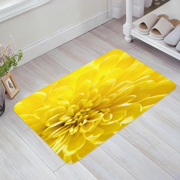 Tapis Chrysanthème Fleur Jaune Cuisine Tapis De Sol Salon Décor Tapis Maison Couloir Entrée Paillasson Balcon Porte Tapis Antidérapant