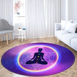 Tapijten Circulaire yoga digitaal bedrukte flanellen vloermat woonkamer woondecoratie meditatietapijt hangende mand vloermat 231006