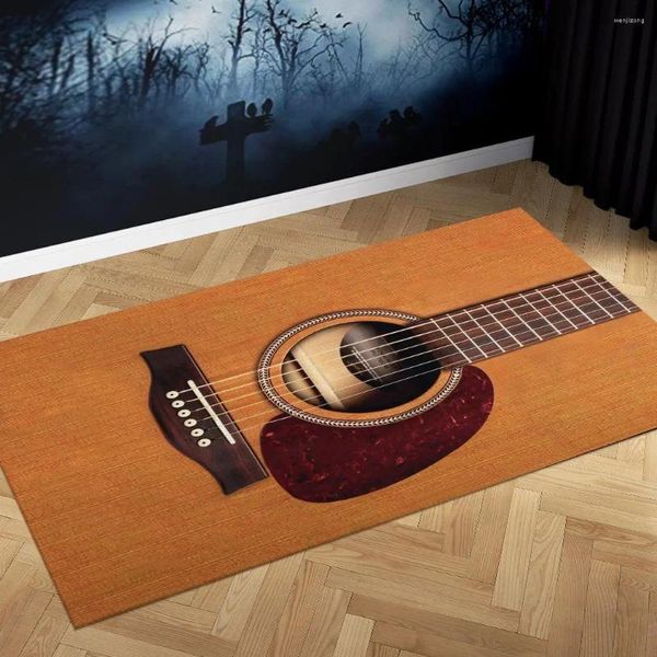 Carpets Classic Guitar Carpet 3D partout sur le tapis de sol imprimé tapis de sol sans glissement.