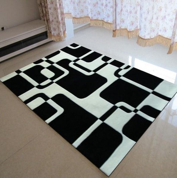 Alfombras clásicas en blanco y negro, alfombra Manual acrílica para sala de estar, dormitorio, Tapis, alfombra de salón, Alfombras, alfombras hechas a medida