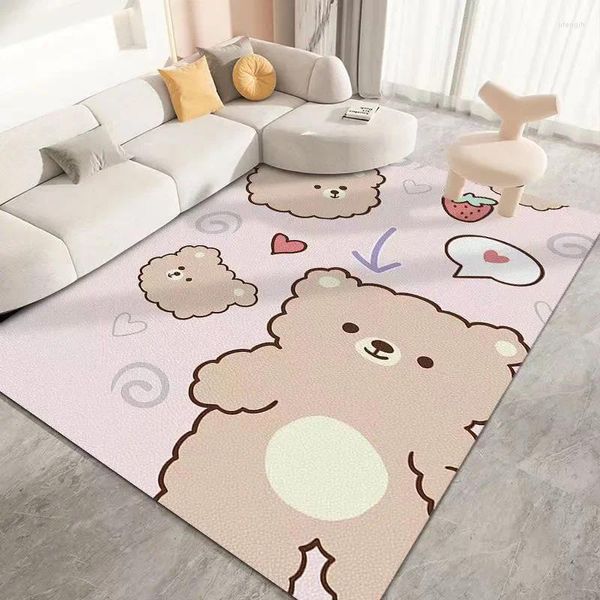 Tapis Nettoyez le tapis de sol avec une lingette de PVC Scrubable Cartoon Chambre Salon Tapis de chevet non lavable