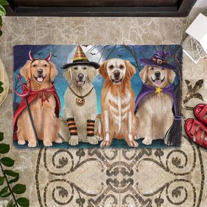 Tapijten CLOOCL 3D Grafische Halloween Deurmat Dieren Hond Golden Retriever Huis Decor Print Absorberende Mat Vloer Deur Antislip