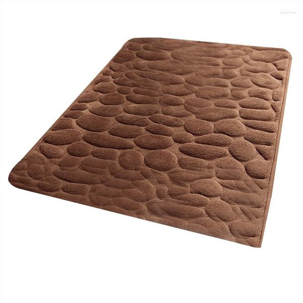 Tapis de bain en relief pavé, tapis de bain en molleton de corail, tapis antidérapant dans la baignoire, tapis de sol, paillasson de salle de douche marron