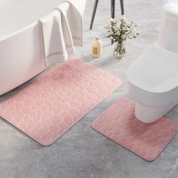 Tapijten Cobblestone Home Badkamer Tapijten Zet rechthoek en U vorm Toiletmatten Kit Anti-slip Doormat vloer 40 60 cm 50 80 cm pad