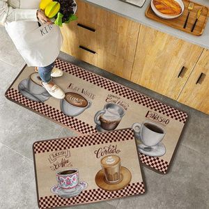Alfombras Café Impreso Decoración Piso Mat Single Sided Impermeable Antideslizante Lavable Dormitorio Cocina Sala de estar