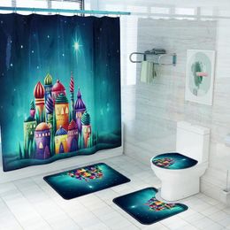 Carpets Color Castle Carpet Four Piece Set Toilet Cover Mat Salle Bathroom Non Slip 4 Costume