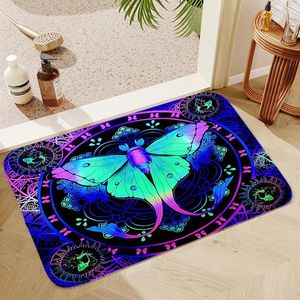 Tapis plantes colorées et fleurs pour cuisine tapis de chambre absorbante tapis mignon tapis home décoration paillasson de porte d'entrée balcon