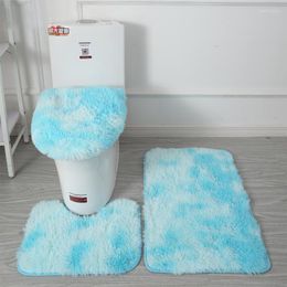 Tapis de toilette confortables et doux 3 pièces tapis de sol antidérapants teints par nœuds tapis moelleux salle de bain ensemble absorbant tapis tapis de salle de bain