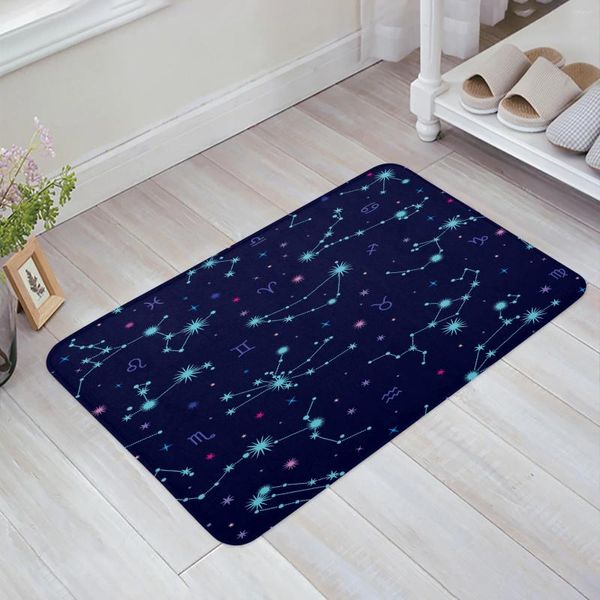 Alfombras constelation astronomio zodiac doce estrellas cocina felpudo dormitorio piso de la alfombra de la alfombra alfombra alfombra del hogar decoración del hogar