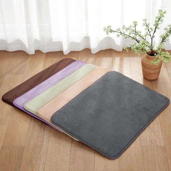 Tapis Tapis antidérapant en molleton de corail, couleur unie, mémoire super absorbante, séchage rapide, mousse, chambre à coucher, douche, tapis de pied doux décoratif