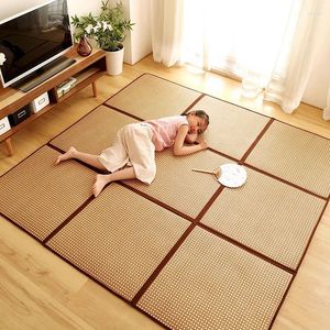 Tapijten hartelijk glanzend vouwen rattan tapijt 130x195cm tatami tapijt 1 cm dikke speelmat niet-slip slaapkamer woonkamer geen waszem22