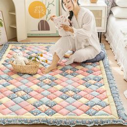 Tapis Tapis de coton pour salon main patchwork matelassé épaissir tapis de chambre anti-dérapant grand tapis pour enfants tatami tapis lavage en machine