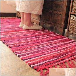 Tapis en coton en tissu rétro rétro à la main le tapis et tapis pour le salon à la maison Tapestry Absorbant Planchers Mat de cuisine Décor de cuisine Dhni9