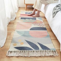 Tapis coton lin rectangle tissé à la main tapis touffeté glands tapis de sol chambre salon couverture tapis tapete para sala
