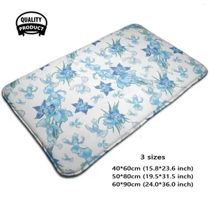 Carpets Country Chic White and Blue Orchidés - Floral Pattern Floral Door Mat tapis tapis coussin de tapis
