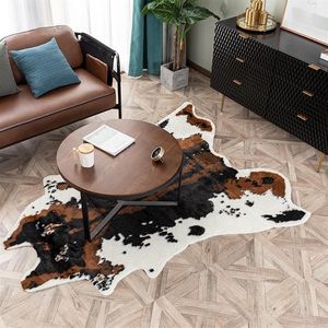 Tapis en peau de vache tapis en peau de vache pour salon chambre impression polyester fausse fourrure tapis peau d'animal artificielle décor à la maison tapis285T