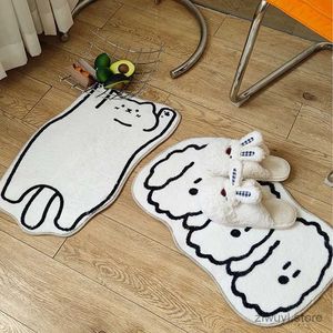 Carpets Creative Cat tapis de chat coréen Tapis de dessin animé pour chambre à coucher sans glissement de chevedside mignon chien de sol doux tapis salon de table de table de table décor