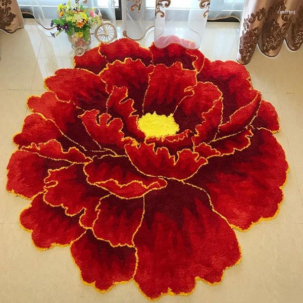 Tapis créatif pivoine fleur salon tapis rétro Style chinois chambre chevet panier suspendu tapis de sol