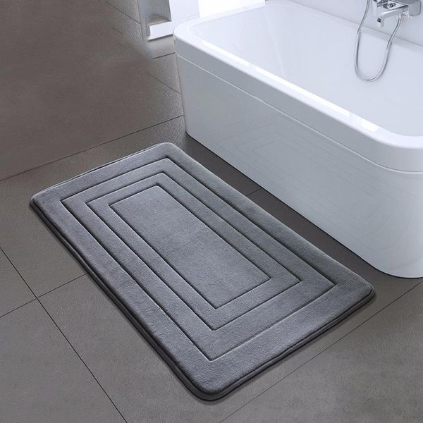 Tapis créatif épaissi mémoire forme éponge tapis porte chambre cuisine salle de bain tapis couleur unie PVC absorbant antidérapant