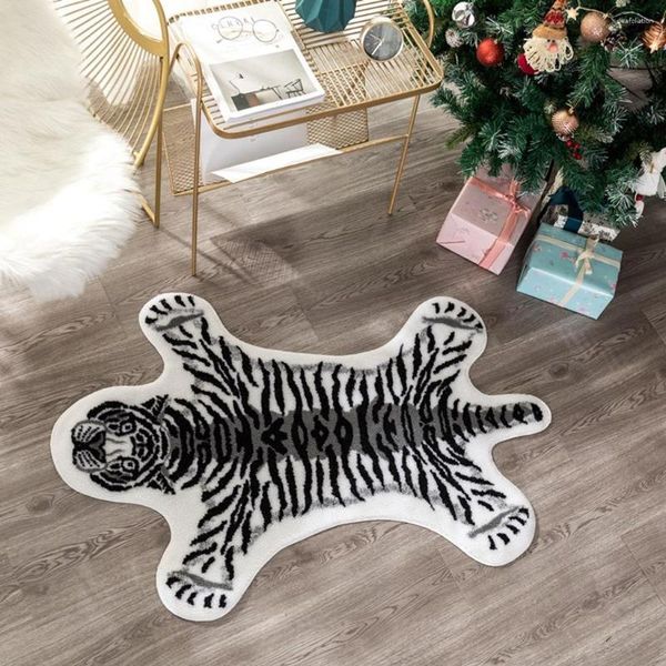 Alfombras Pila de cristal Faux Animal Fur Alfombra Bull Leopardo Tigre Tigre Room Living Room