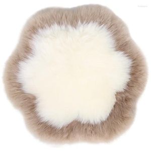 Tapis Coussin Bois Cuir Chaise Gris Rose Canapé Hiver Chaud Épaissir Mignon Pétales En Peluche Rond Européen Couleur Unie Antidérapant 45CM 1Pc