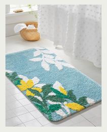 Tapis Tapis De Salle De Bains Sur Mesure Tapis Antidérapant Feuilles Cuisine Salon Tapis En Microfibre Absorbant Anti-Goutte Porte Sol Toilette Maison