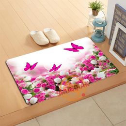 Tapijten Custom Vlinder Bloemen Deurmat Badmatten Voet Pad Home Decor Badkamer Deurmat Vloer A320 #11