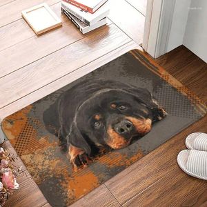 Tapis personnalisé mignon Rottweiler chien paillasson antidérapant entrée bain cuisine porte tapis de sol Animal salon tapis tapis
