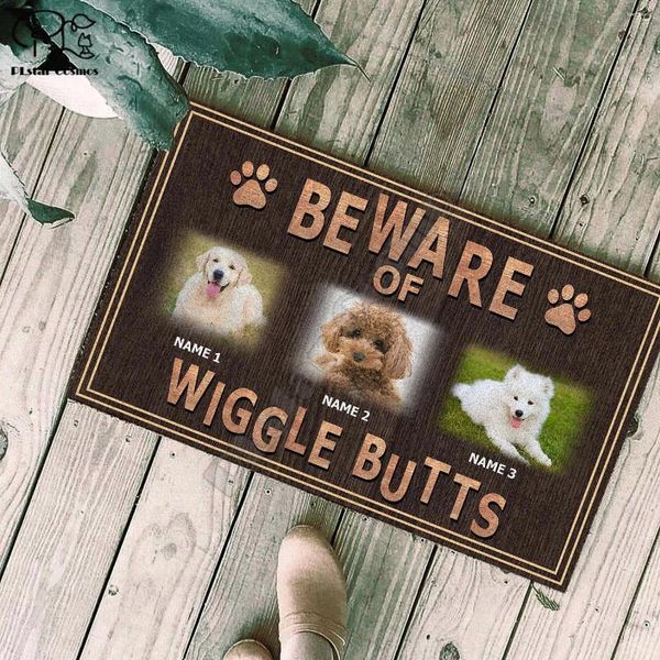 Carpets Custom Dog Dowormat, faites méfier des wigglebutts de bienvenue Gift pour amant 3D imprimé