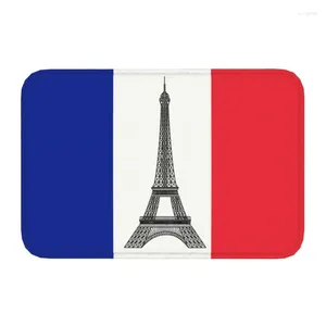 Alfombras Bandera personalizada de France Poormat Mat Anti-Slip French La Tour Eiffel Bathing Kitchen Sala de estar alfombra 40 60cm