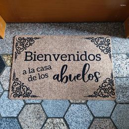 Carpets Custom Funny Mat Spanish Bienvenidos A La Casa De Los Abuelos With Flower Border Exterior Entrance Door Doormat Carpet Hallway