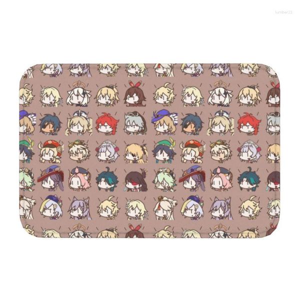 Tapis personnalisés Genshin Impact Kawaii Chibi Nerdy Personnages Paillasson Tapis De Bain Cuisine Salon Tapis De Bienvenue Tapis Footpad 40 60 cm